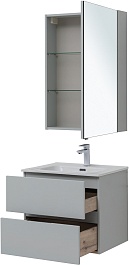 Aquanet Мебель для ванной Алвита New 60 2 ящика подвесная серая матовая – фотография-5